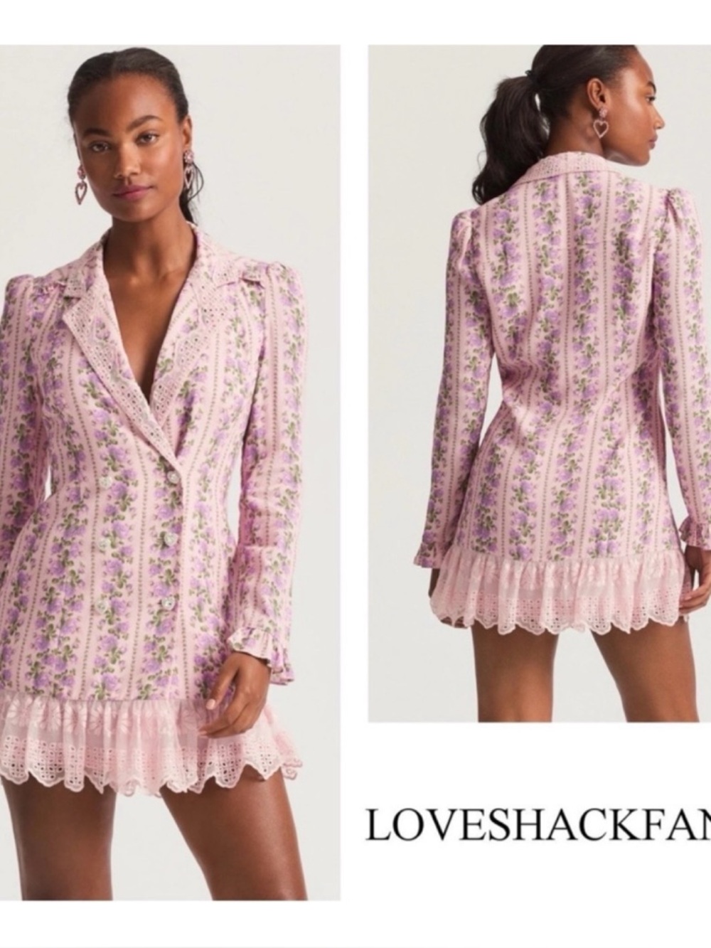 NWT LoveShackFancy Moonstone Blazer Minidress in Blushing Pink  Size Small